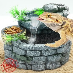 MIXJOY Reptile Water Fountain Mountain Feeding