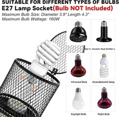 2 PCS Retractable Reptile Heat Lamp Guard,Reptile Anti-Scald Mesh Cage Guard …