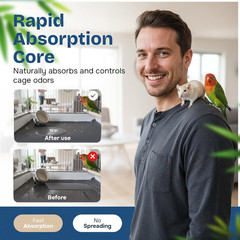 Bamboo Charcoal Bird Cage Liners, 18”X24”, 100Sheets, Bamboo Charcoal Odor Con