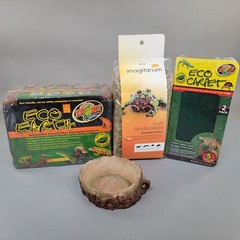 Zoo Med Eco Earth Compressed Coconut Fiber 3 pack, Carpet, Sphagnum Moss, Dish