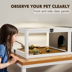 39.5″ Wood Tortoise House Indoor Reptile Cage Habitat for Lizards Geckos