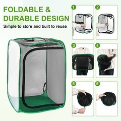 Outdoor Butterfly Habitat Cage Terrarium [Black with Green, 24 x 24 x 35 Inch]