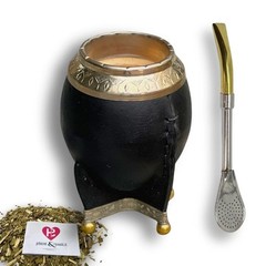 Hide & Smile Torpedo Premium Handmade Mate Kit, pumpkin and leather Cup And B…