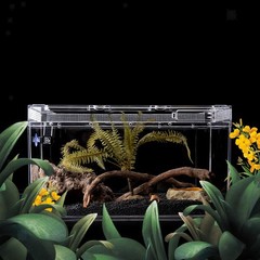 Reptile Terrarium Tank Habitat Stackable Clear Visibility Amphibian Feeding Box