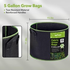 BN-LINK Seedling Heat Mat 10″ x 20.75″-2 Pack and 5 Gallon 10 Pack Grow Bags …