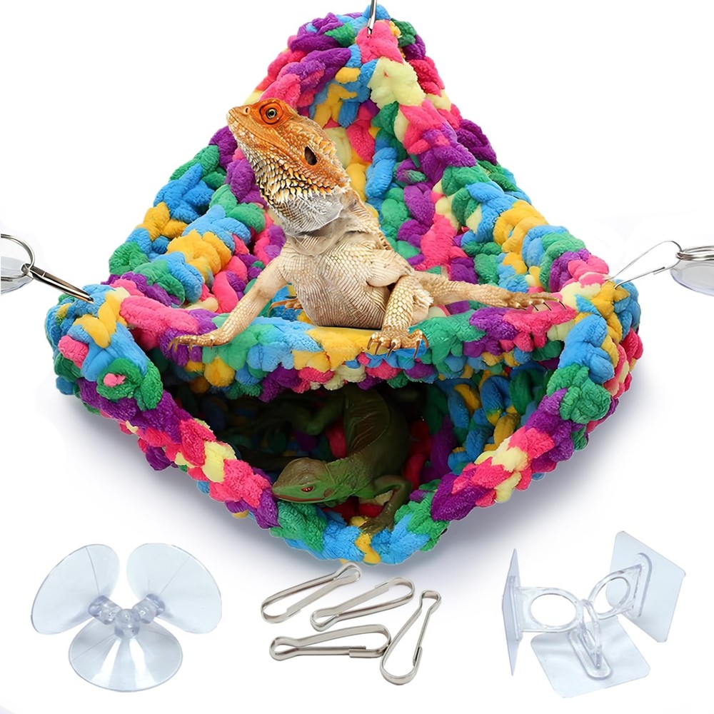 Hand-Knitted‌ Soft Lizard Hammock,Double-Layer Hammock for Bearded Dragon Tan…
