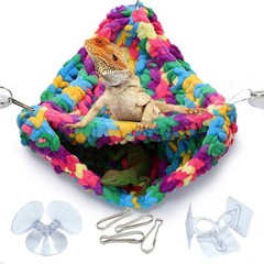 Hand-Knitted‌ Soft Lizard Hammock,Double-Layer Hammock for Bearded Dragon Tan…
