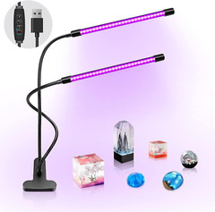 inShareplus LED UV Lamp Dual Head with USB, 20W Dimmable Two head, Purple