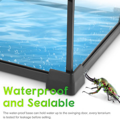 14 Gallon 20″X12″X14″ Professional Glass Terrarium, Dual Front Doors with Feedin