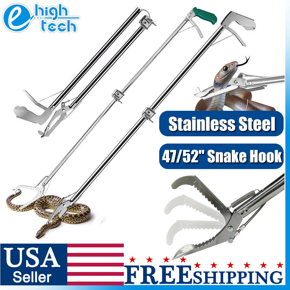 52″ Foldable Wide Jaw Snake Tongs Stick Heavy Duty Grabber Catcher Handling Tool