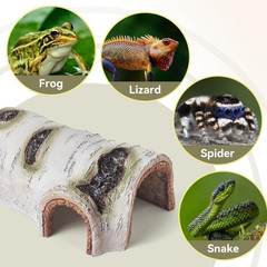 Artificial Birch Log Hide Reptile Shelter, Natural-Looking Reptile Hide for Bear