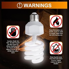 UVB Reptile Light Bulb 10.0, 23W UV Spiral Compact Florescent UVB10.0, White