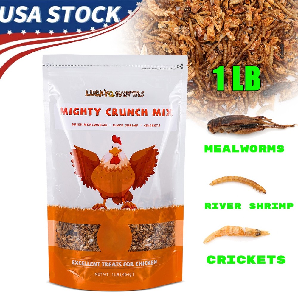 1LB Mix Aquatic Turtle Food High Protein Dried Mealworms,River Shrimp,Crickets