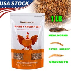 1LB Mix Aquatic Turtle Food High Protein Dried Mealworms,River Shrimp,Crickets
