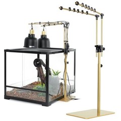 Metal Dual Reptile Lamp Stand, 17.8″-36.2″ Adjustable Tall Heat Lamp Stand,