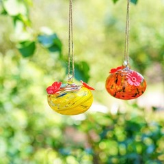 Set of 2 Hummingbird Feeders for Outdoors with 2 Flower Feeding Ports Color-2