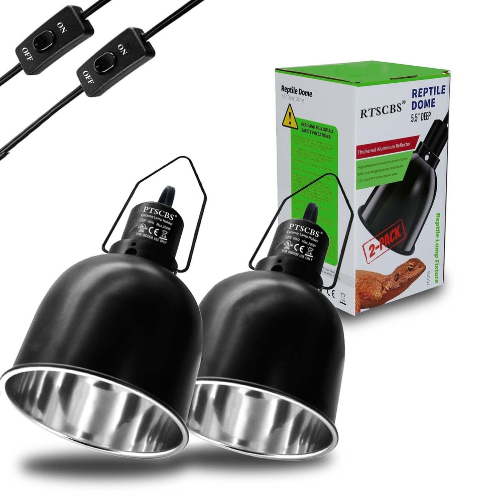 5.5-Inch Reptile Heat Lamp Fixture (2 Packs) Dual-Switch Reptile Light Fixtur…