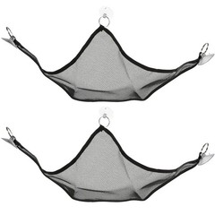 2Pcs Reusable Black Reptile Pet Hammock Hanging Bed for Lizards Snake