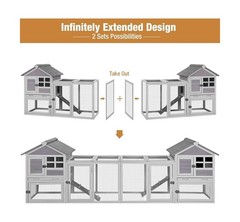 Indoor Outdoor Rabbit Hutch, Large Bunny Cage Small Animal Houses & Habitats,…