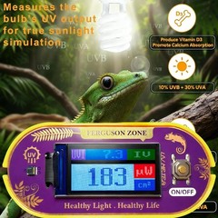 Reptile UVB UVA Light Meter for Bearded Dragon Tank Accessories, Portable Lig…