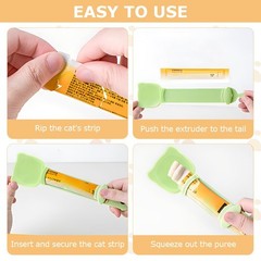 3PCS Cat Strip Feeder Spoon Cute Cat Head Lickable Treat Puree Dispenser