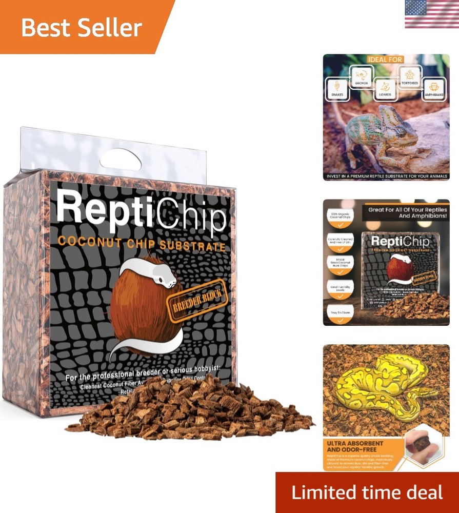 ReptiChip Organic Coconut Chip Bedding – 72 Quart Eco-Friendly Reptile Substrate
