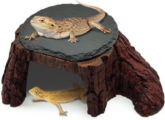 Bearded Dragon Basking Platform,Reptile Hide Cave with Heat Storage Slate Stone,