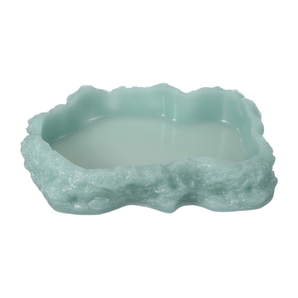 Reptile Food Bowl, Reptile Feeding Dish Corner Bowl l (8.5In, Glow Dark Green)