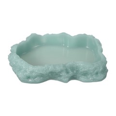 Reptile Food Bowl, Reptile Feeding Dish Corner Bowl l (8.5In, Glow Dark Green)