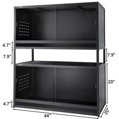 PVC Reptile Enclosure 44x20x20 inch Bearded Dragon Black Habitat 76 Gallon-2pack