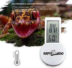 REPTI ZOO Reptile Thermometer Hygrometer with Suction Cup, Digital Grey