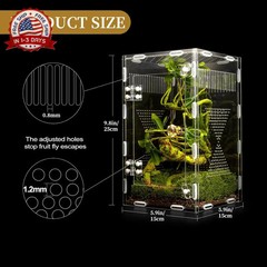 Acrylic Jumping Spider Habitat, Reptile Terrarium Easy Assembly, Bug Enclosure,