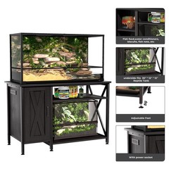 Herture 40-120 Gallon Reptile Tank Stand with Power Outlet, Terrarium Stand with