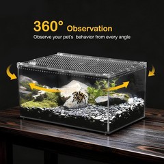 Large Escape Proof Reptile Tank with Magnetic Lid | Easy Clean Tarantula & Frog