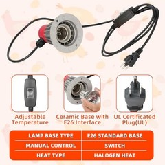 Heated Chicken Lamp for Coop – E26 Base Heat Bulb Shield, 3 Temp Modes, Al-Alloy