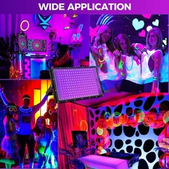 Waygor 200W LED Black Lights for Glow Party IP65 Waterproof UV