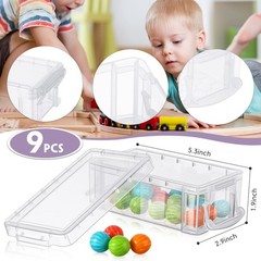 Sepamoon 9 Piece Small Plastic Storage Box with Lid Colorful Translucent Stac…