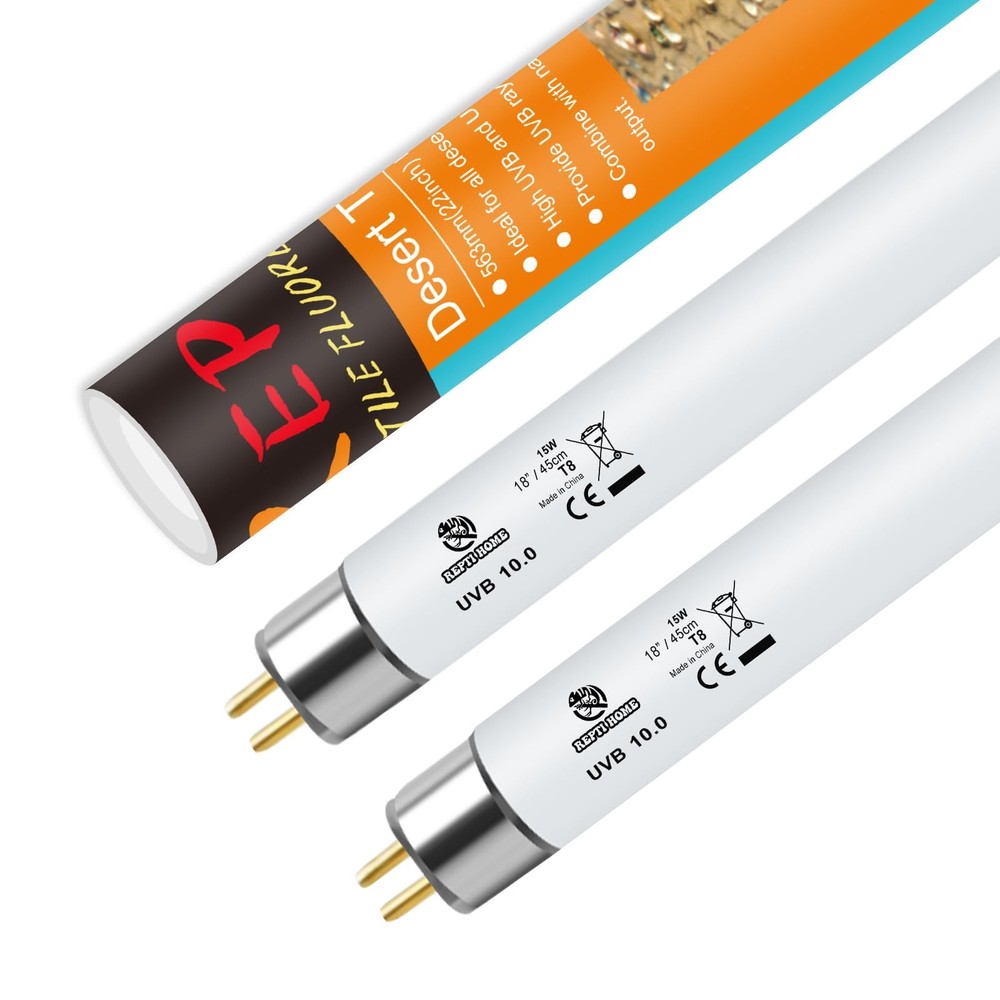 T8 UVB Reptile Light 15W 10.0-2 Pack UVA Bulb Lamp Tube for Bearded Dragon