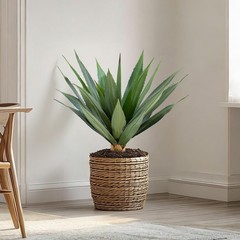 2.6FT Artificial Spiked Agave Plants Tall,32″Fake Silk UV Resistant Plants wi…