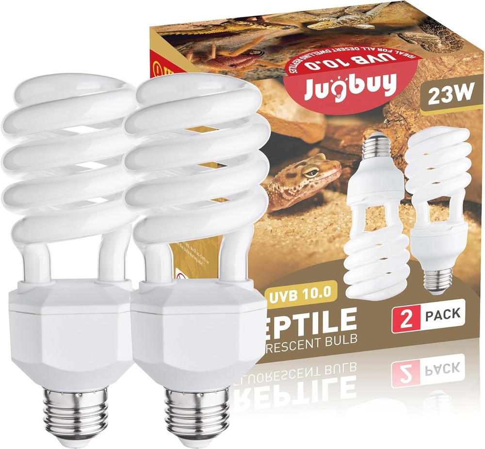 UVB Reptile Light Bulb 10.0, 23W UV Spiral Compact Florescent UVB10.0, White