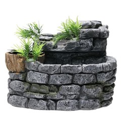 Reptile Water Fountain with Food Dish, 500ML Terrarium Waterfall Drinking Fou…