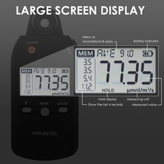 Quantum PAR Meter Full-Spectrum High Precision PPFD Tester for Photosynthetic Ac