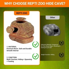 Gecko Hide Cave 2 in 1 Snake Reptile Hideout Hide & Rest & Breed & Feeding
