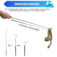 47″ Heavy Duty Snake Tongs Hook Reptile Grabber Catcher Wide Jaw Handling Tool