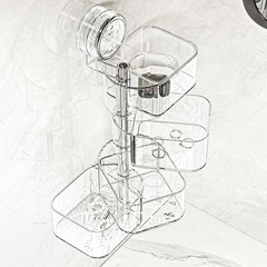 4-Layer Rotating Transparent Suction Cups Wall Mounted Organizer for Small It…