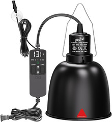 Reptile Light Fixture with Thermostatic Timer, 5.5 Inch Deep Dome Reptile Heat L