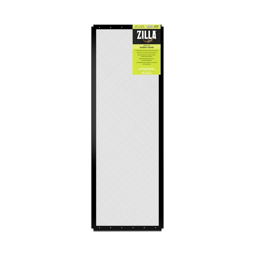 Zilla Fresh Air Screen Cover, Secure and Durable Metal Mesh 36″ x 12″, Black
