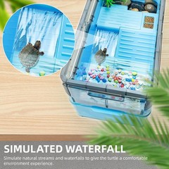 Multi-Zone Turtle Tank with Self-Cleaning, Heat Lamp & Mobility Features – 18.1″