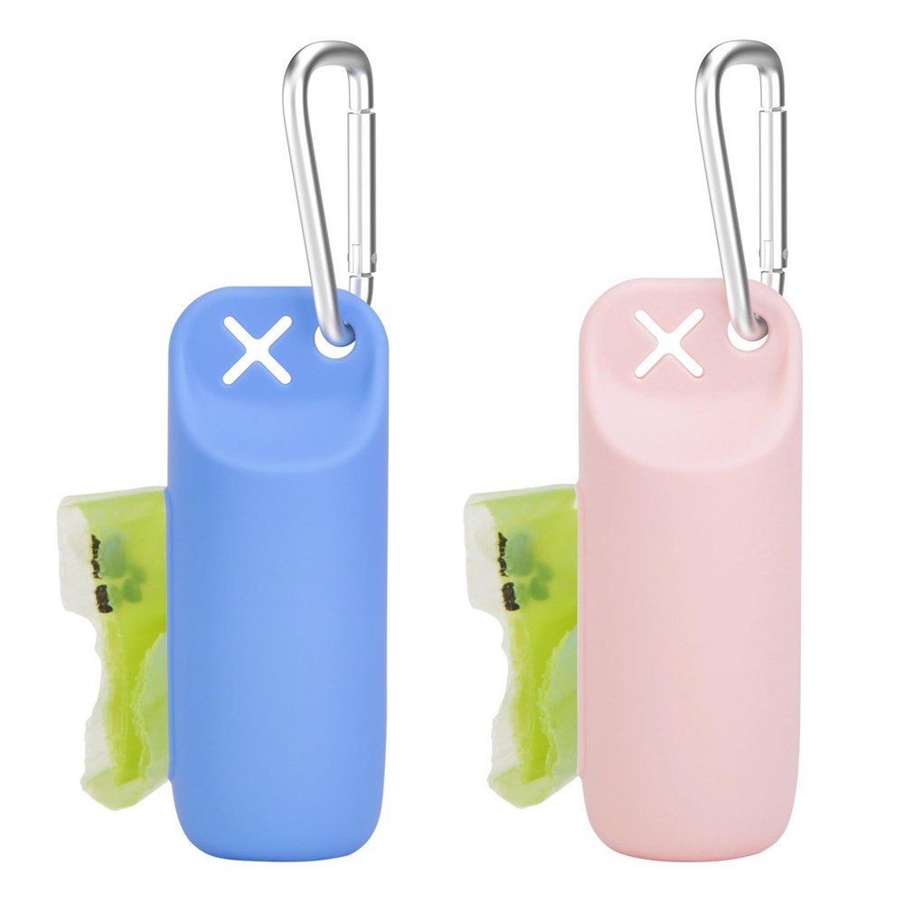 Dog Poop Bag Dispenser for Leash, 2 Pack Silicone Doggie Poop Bag Holder with…