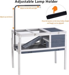 2 Tier Tortoise Enclosure Wood with Light Stand Gray White